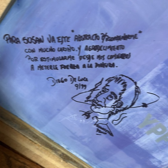 Original abstract painting artwork signed artist Diego DeLuca 1999, 19” square - Picture 6 of 8